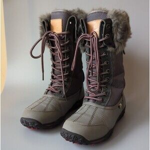Pajar Genevieve US Sz 6 - 6.5 EUR 37 Gray Waterproof Winter Boots Faux Fur EUC
